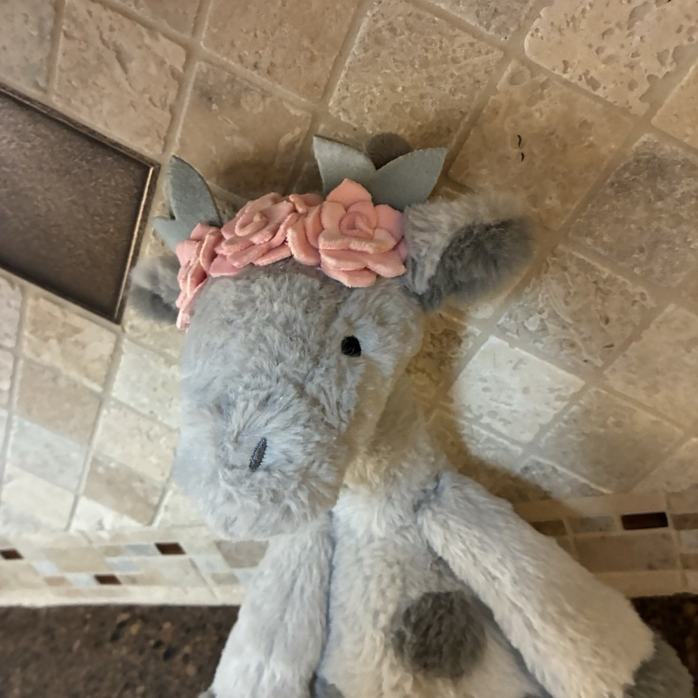 Lambs and Ivy Skylar Giraffe Plush Gray Pink Flowers Stuffed Animal Baby Nursey - Picture 10 of 15
